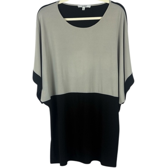 Sympli Black Gray Tan Colour Block Minimalist Casual Tunic Top Size 12 - Picture 9 of 10
